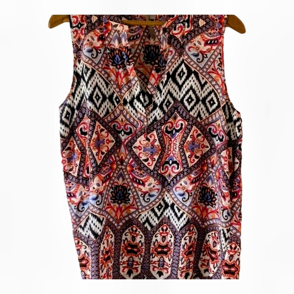 NWOT Brina & Em Bohemian Aztec Multi Color Sleeveless Blouse Size Medium - Picture 5 of 12